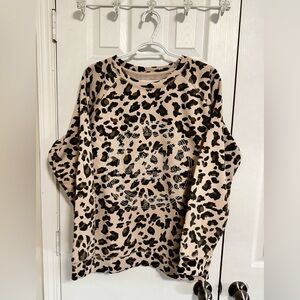 Brunette the Label “Babes Supporting Babes” leopard crewneck sweater